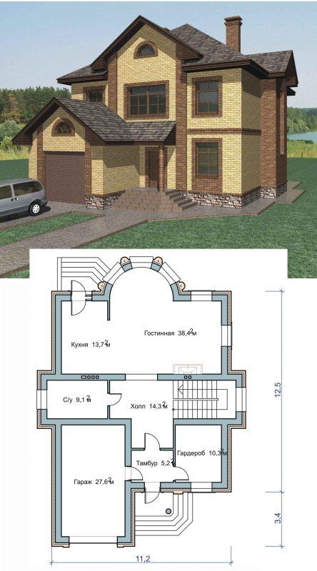 Проект двухэтажного дома с облицовкой фаготом